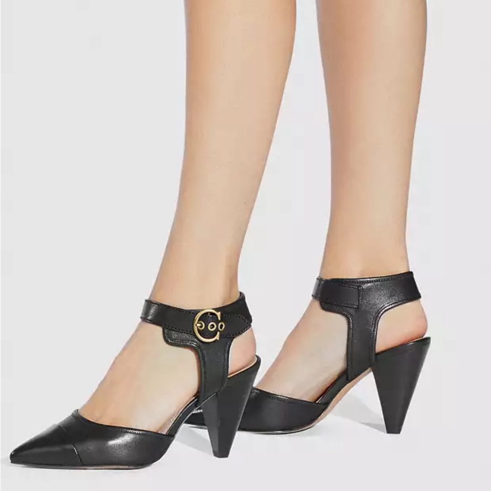 New!! Coach Wren Leather Black Women's Heels - Picture 3 of 9